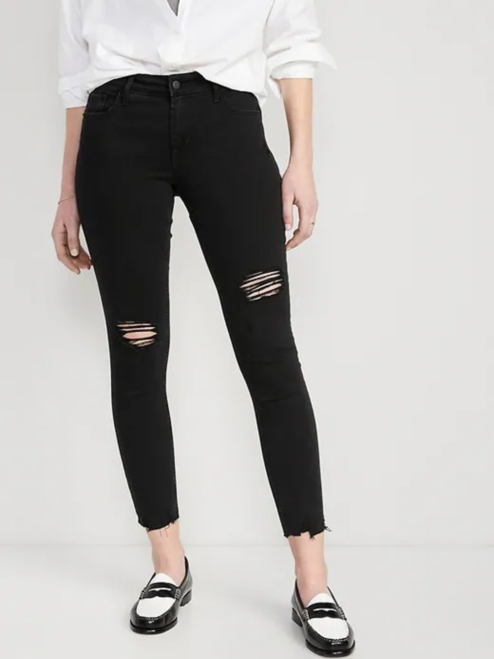 Old Navy Black Ripped High-Rise Skinny Jeans - Women